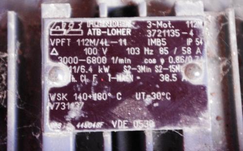 Motor label, 6.4 kW, 3-phase ACIM